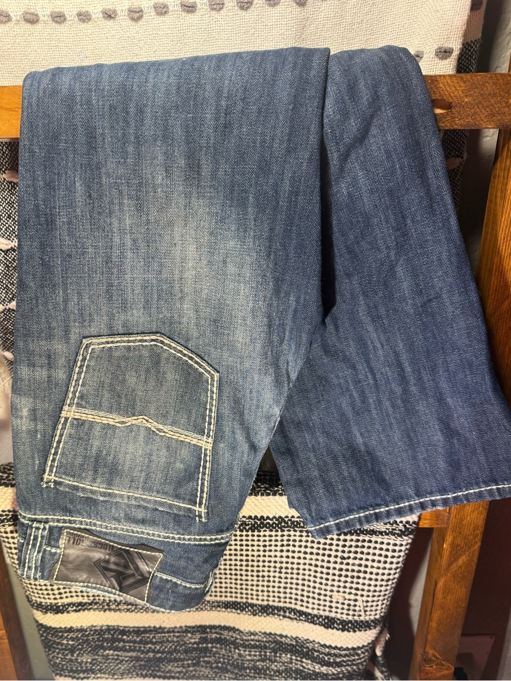 Rock & Roll Men's Denim Low Rise Regular Fit Straight Blue Jeans